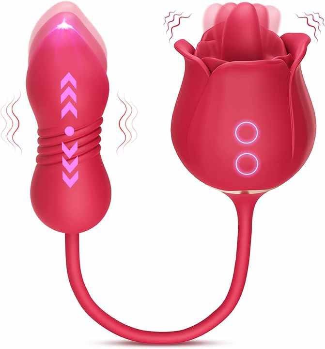 Female vibrator nipple lick tongue thrust ipx7 sex toy lick rose vibrator