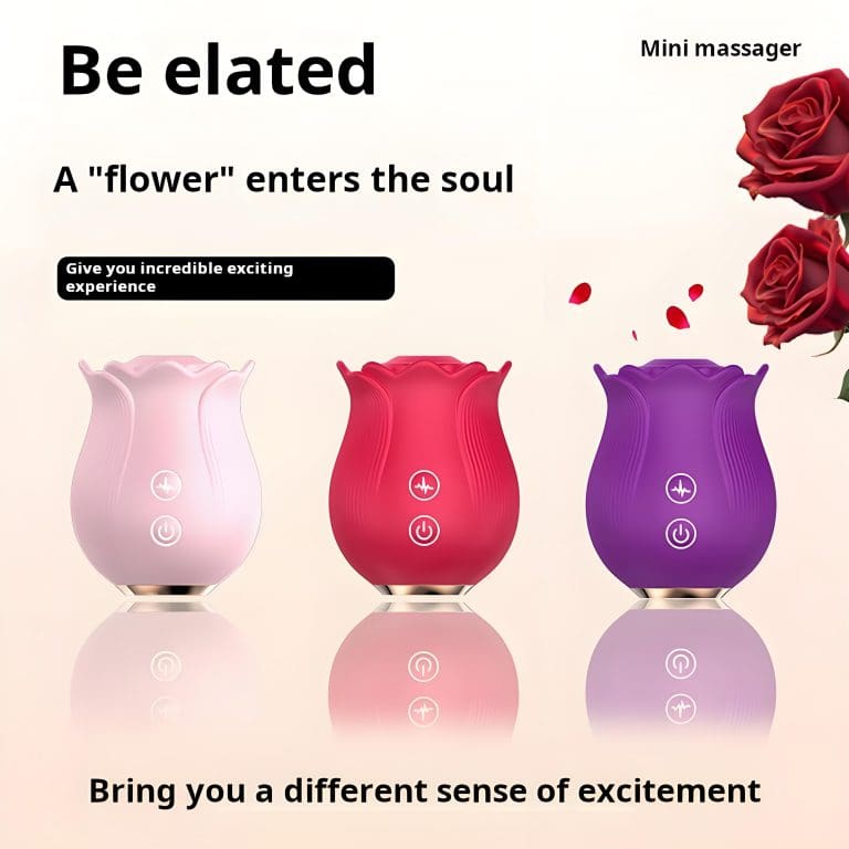 Female rose tongue licking vibrator sucker