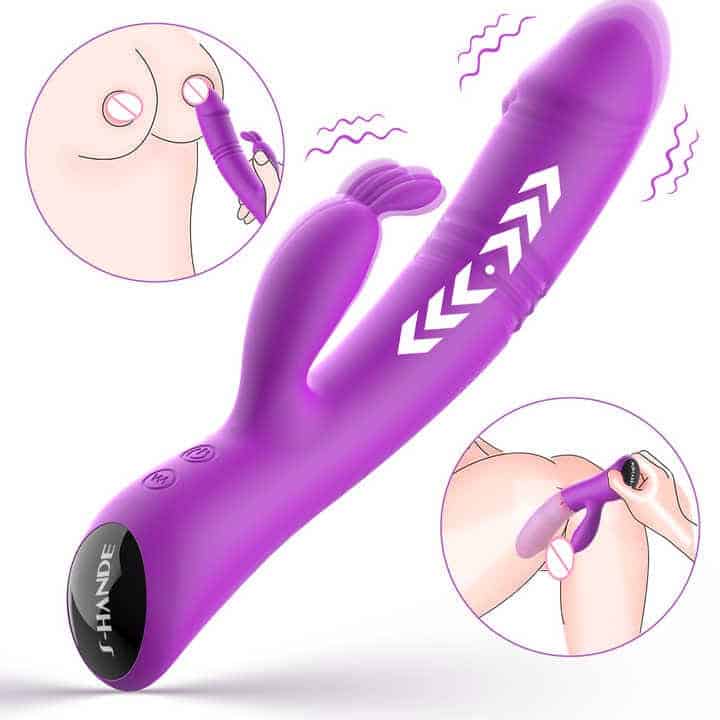 Female sexy vibration thrust g-spot vibrator clitoral massager dildo rabbit vibrator female breast sex toy