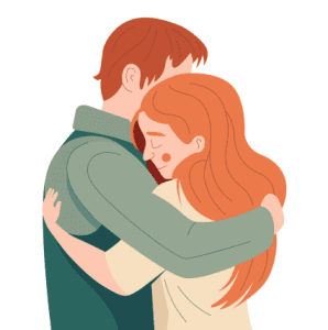 a man and woman hugging